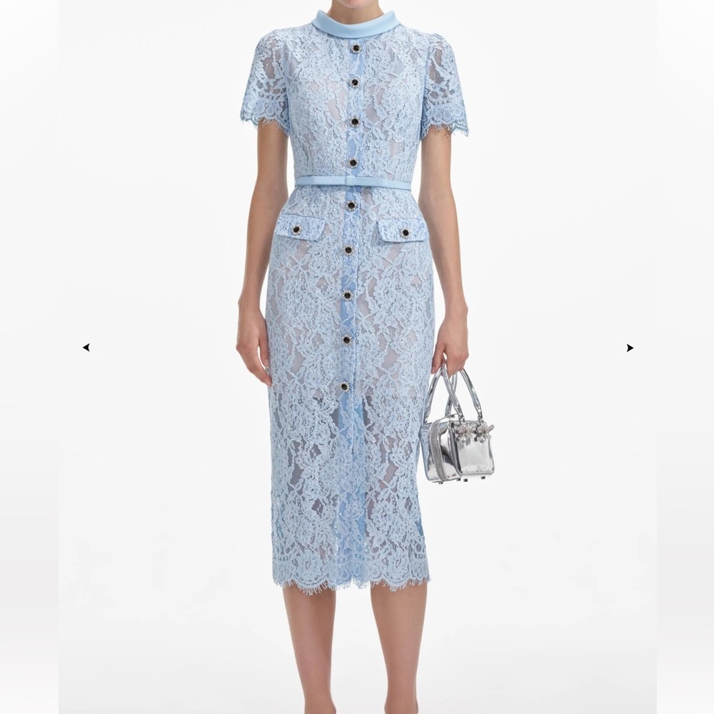 Self-Portrait Light Blue Lace Midi Dress size 8